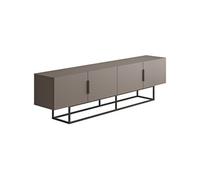 Meuble TV TITAN 200 cm moka 4 portes base métal noire design