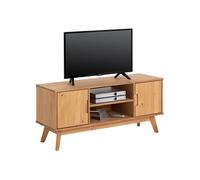 IDIMEX Meuble TV Tivoli L 114 cm en Bois Massif Finition laquée avec 2 Portes et 2 niches au Style scandinave Design Vintage Nordique, pour télé jusqu'à 127 cm