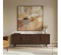 IDIMEX Meuble TV Tivoli L 153 cm 4 Portes, en Bois Massif Couleur Noyer, Meuble Télé avec Rangement, Style Vintage, pour Télé jusqu'à 165 cm (65"), Idéal pour Salon, Étagères Réglables en Hauteur