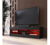 Meuble TV Tivoli RTV Komodee - LED RVB - Noir - Facades en Mat - 140 x 41 x 35 cm