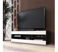 Meuble TV Tivoli RTV Komodee - sans LED - Blanc et Noir - Facades en Mat - 140 x 41 x 35 cm