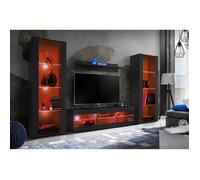 Meuble TV - Tivoli Set Grande Komodee - LED RGB - Noir Mat - L~195cm x H~159cm x P35cm