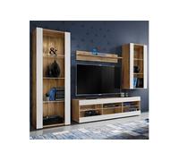 Komodee, Ensembles de Meubles Tivoli Medio, Wotan Blanc, Largeur 250cm x Hauteur 159cm x Profondeur 35cm, sans LED, pour Salon, Chambre