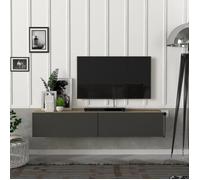 Meuble TV Toivakka 135 x 31 x 25 cm effet chêne et anthracite