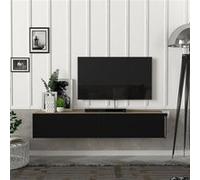 Meuble TV Toivakka 135 x 31 x 25 cm effet chêne et noir [en.casa]