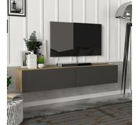 Meuble TV 'Toivakka' 135x31x25cm chêne / anthracite