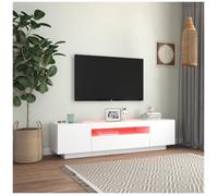 Meuble TV - V GEBY - 160x35x40 cm - Blanc - LED RVB - Style Contemporain