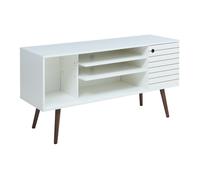 [en.casa] Meuble TV Support Télé Moderne avec Compartiments Ouverts et 1 Porte Passages de Câbles Intégrés Stable Élégant Salon Chambre Moderne Panneau de Particules 130 x 40 x 66 cm Blanc