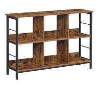 Meuble TV VASAGLE - Étagère 6 Compartiments - Style Industriel - Marron rustique, noir - 120 x 33 x 80 cm