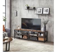 Meuble TV VASAGLE - Pour Télévision jusqu'à 75 Pouces - Marron rustique et noir - Étagères de Rangement