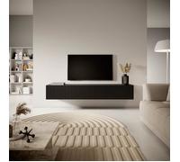 Selsey Meuble TV Armoire De Télévision 175 cm Suspendu Façade Fraisée Noir Veldio