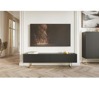 Meuble TV - VELDIO - 175 cm - noir sur pieds dorés