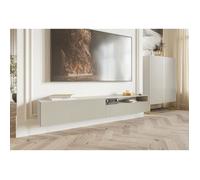Selsey Meuble TV Armoire De Télévision 175 cm Suspendu Façade Fraisée Compartiment Ouvert Beige Gris Veldio