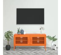Meuble TV Vert Olive 105x35x50 cm Acier Centre de Divertissement Salon vidaXL