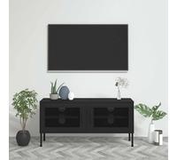 Meuble TV Vert Olive 105x35x50 cm Acier Centre de Divertissement Salon vidaXL