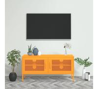 Meuble TV Vert Olive 105x35x50 cm Acier Centre de Divertissement Salon vidaXL