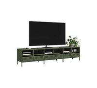 vidaXL Meuble TV vert olive 202x39x43,5 cm acier laminé à froid, banc TV, meuble métallique, meuble multimédia, buffet TV, 3307159