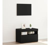 Meuble Tv Vidaxl Avec Des Lumières Led En Chêne Noir, 60x35x40 Cm, En Bois D'ingénierie Noir