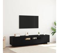 Meuble Tv Vidaxl Avec Des Lumières Led En Chêne Noir De 180x35x40 Cm En Bois D'ingénierie Noir