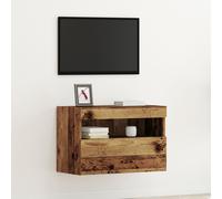 Meuble TV - Bois ancien - 60x30x40 cm - Éclairage LED - Style Vintage