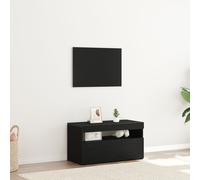 Meuble Tv Vidaxl Avec Lumières Led Chêne Noir 75x35x40 Cm En Bois D'ingénierie Noir