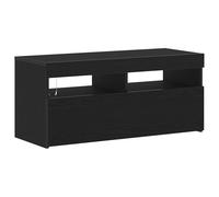 Meuble Tv Vidaxl Avec Lumières Led, Chêne Noir, 90x35x40 Cm, En Bois D'ingénierie Noir