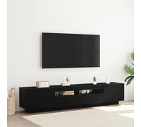 Meuble Tv Vidaxl Avec Lumières Led En Chêne Noir 200x35x40 Cm Noir