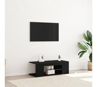 Meuble Tv Vidaxl Avec Lumières Led En Chêne Noir, 90x39x30 Cm, En Bois D'ingénierie Noir