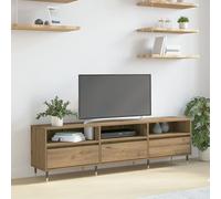 Meuble Tv Vidaxl Chêne Artisan Panneau De Particules, Bois Massif Grand