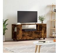 Meuble TV - vidaXL - Chêne fumé - Bois d'ingénierie - Roulettes pivotantes