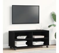 Meuble Tv Vidaxl Noir 90x35x35 Cm En Bois D'ingénierie Noir