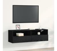 Meuble Tv Vidaxl Noir Chêne 100x30x30 Cm Bois D'ingénierie Noir
