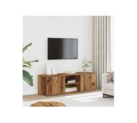 Meuble TV vieux bois 120x34x37 cm bois d ingénierie