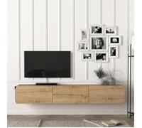 Meuble TV Vihti 180 x 31 x 30 cm effet chêne