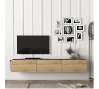 Meuble TV Vihti 180 x 31 x 30 cm noir effet chêne