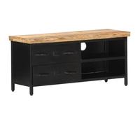 Meuble TV - VINGVO - YIN - Bois de manguier brut - Noir - Industriel
