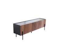 CONCEPT USINE | Meuble TV Vintage Sequoia | Finition Noyer | Meuble Télé Design avec 3 Placards de Rangement | Pieds Métal Noir | Meuble de Salon Pratique, Chic et Elégant | 180 x 41 x 60 cm