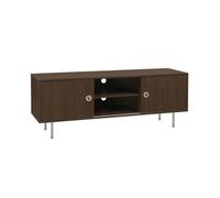 Meuble TV vintage décor bois et acier inoxydable 2 portes 140cm SHELBY
