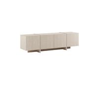 Meuble TV VISION 4 portes aspect bois clair beige pieds-séparations pleins 178x35x55cm