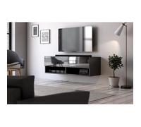 Meuble TV - VIVALDI - DERBY 1 - noir mat / noir brillant - style moderne - jusqu'à 37 pouces