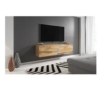 Meuble TV - VIVALDI - SLANT - 160 cm - Chêne Wotan - LED RGB - Style moderne