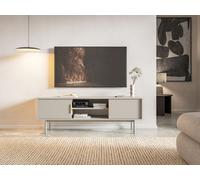 Meuble TV - VIVIARO - 154 cm - deux portes avec niches - taupe (gris-beige)