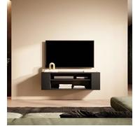 Selsey Weri Meuble TV Suspendu avec 2 Compartiments Ouverts, Minimaliste, 100 cm de Large (Noir)