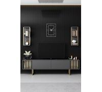 Meuble TV Woody Fashion | 180 x 30 x 48 cm | Anthracite Noir