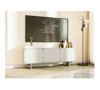 Selsey Wuwu Armoire TV Basse avec 3 Portes et Compartiments Push to Open 150 cm Gris Beige