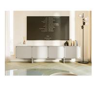 Selsey Wuwu Armoire TV Basse avec 4 Portes et Compartiments Push to Open 200 cm Gris/Beige, Four-Door