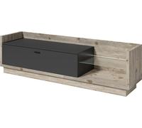 Meuble TV XL 220cm. Collection CORK. Couleur pin et gris anthracite.