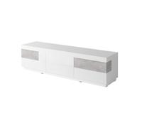 Meuble TV XL design 200cm collection KILES. Coloris blanc et gris.