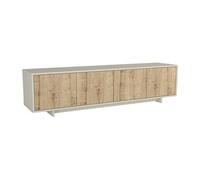 Meuble TV avec 4 portes - Naturel clair et Beige - ZEFYNA