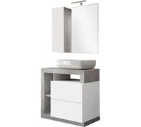 Meuble Vasque 78cm + Miroir blanc et aspect béton - ARTURO - ALTOBUY Blanc